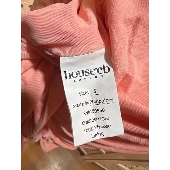 House of CB Ivana Apricot Gathered Asymmetric Maxi Dress Size S Small - Picture 8 of 10